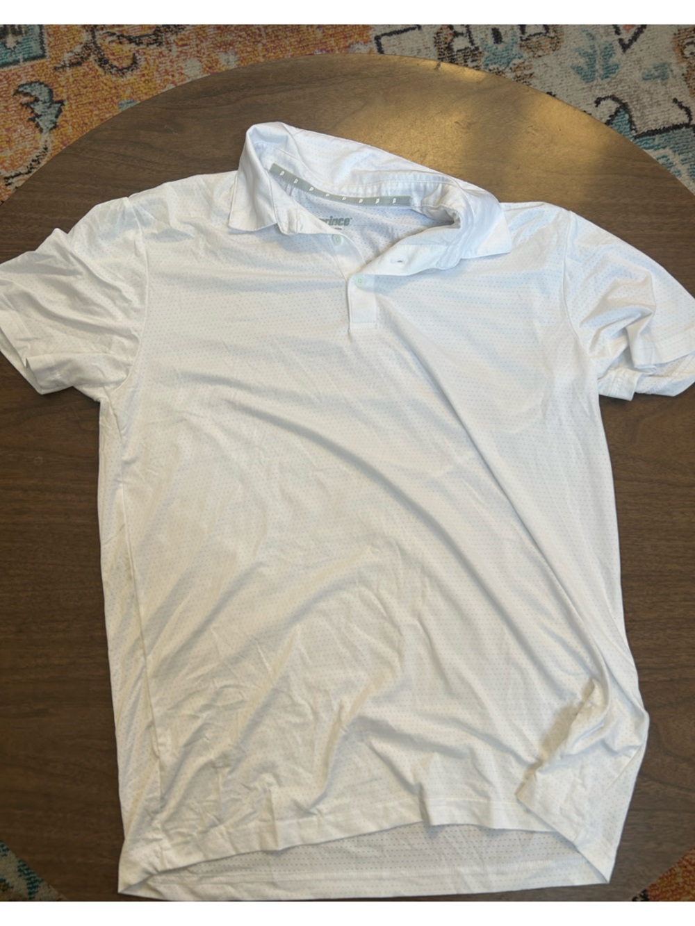Prince White Polo Shirt - Subtle Dot Texture